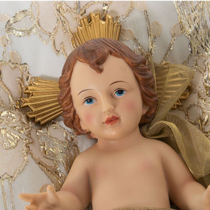 Figura Decorativa Alexandra House Living Plástico Dorado Niño Jesús 12 x 15 x 23 cm Cojín 5