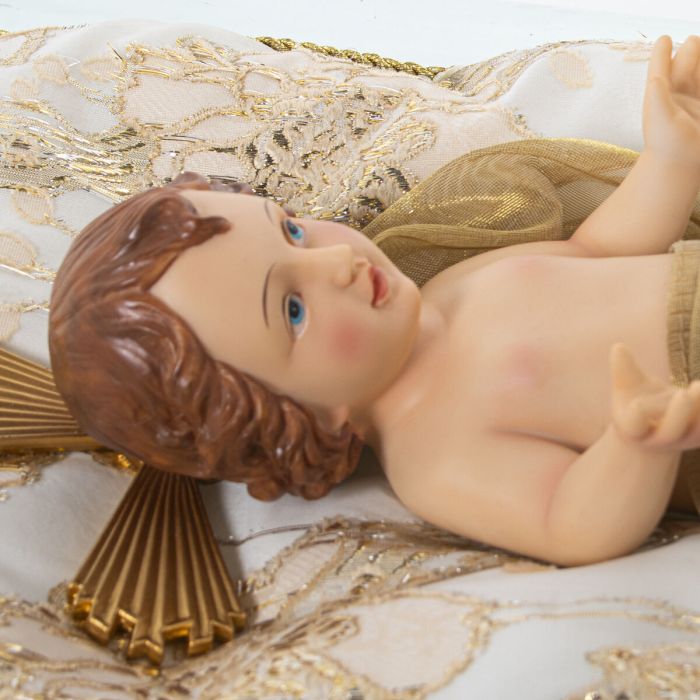 Figura Decorativa Alexandra House Living Plástico Dorado Niño Jesús 12 x 15 x 23 cm Cojín 1