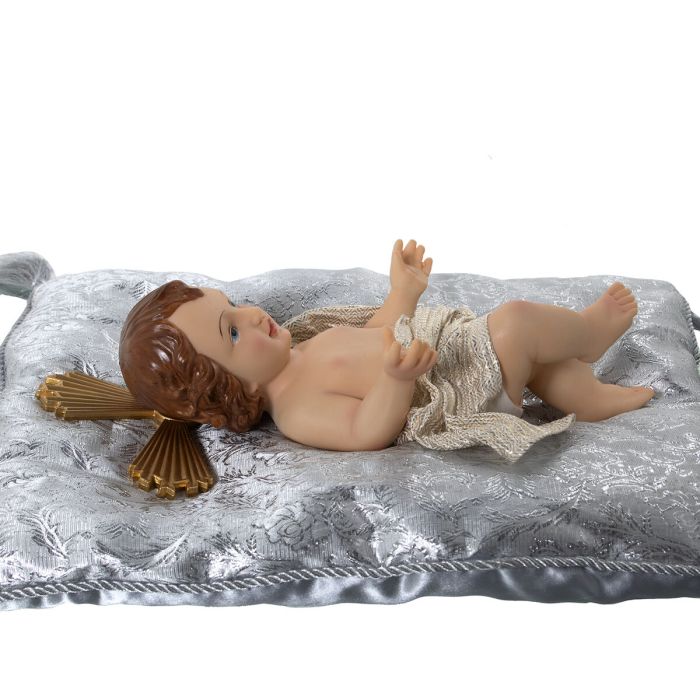 Figura Decorativa Alexandra House Living Plateado Plástico 16 x 17 x 28 cm Cojín Niño Jesús 1