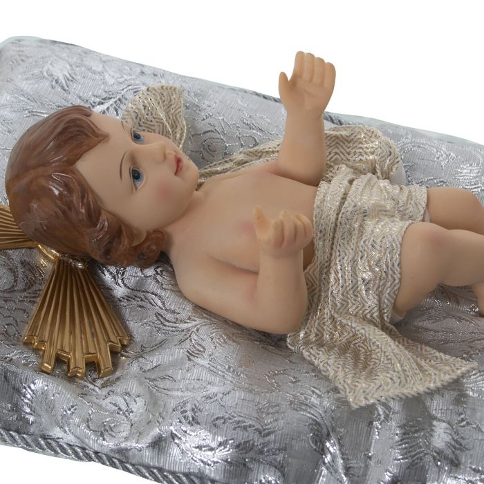 Figura Decorativa Alexandra House Living Plateado Plástico 12 x 15 x 23 cm Cojín Niño Jesús 2