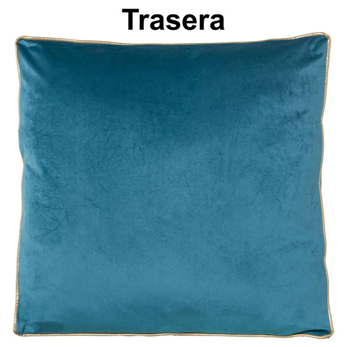 Cojín Alexandra House Living Azul Dorado Terciopelo Textil 45 x 45 cm 2