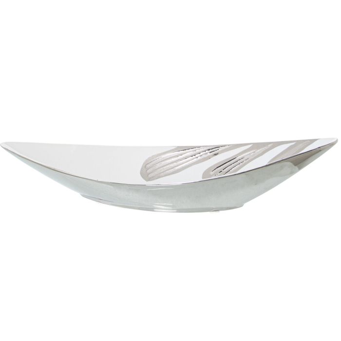 Centro de Mesa Alexandra House Living Blanco Plateado Cerámica (12 x 31 x 7 cm) 1