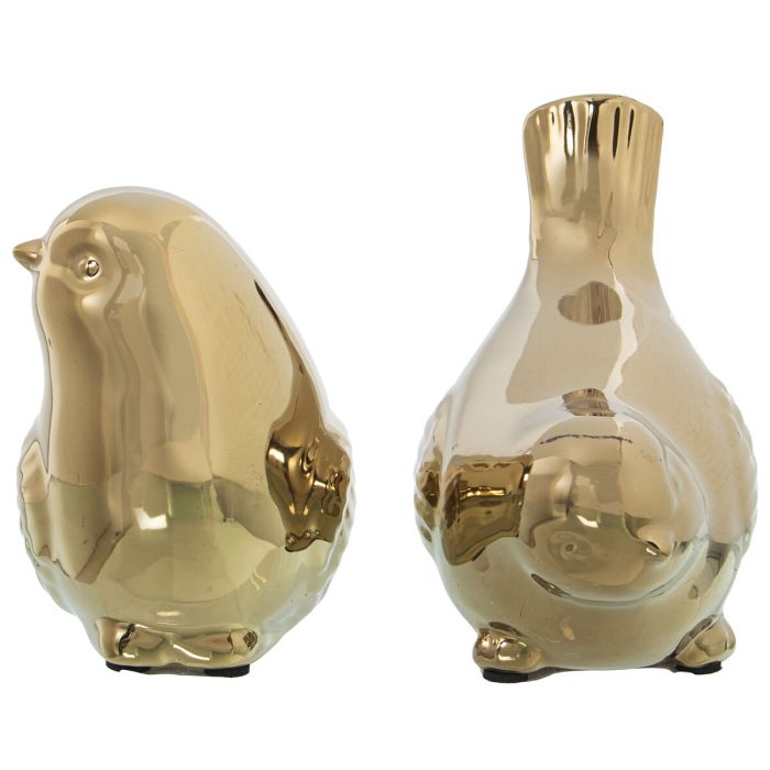 Set de Figuras Alexandra House Living Dorado Cerámica Pájaro (2 Piezas) 3 Set de Figuras Alexandra House Living Dorado Cerámica Pájaro (2 Piezas) 3