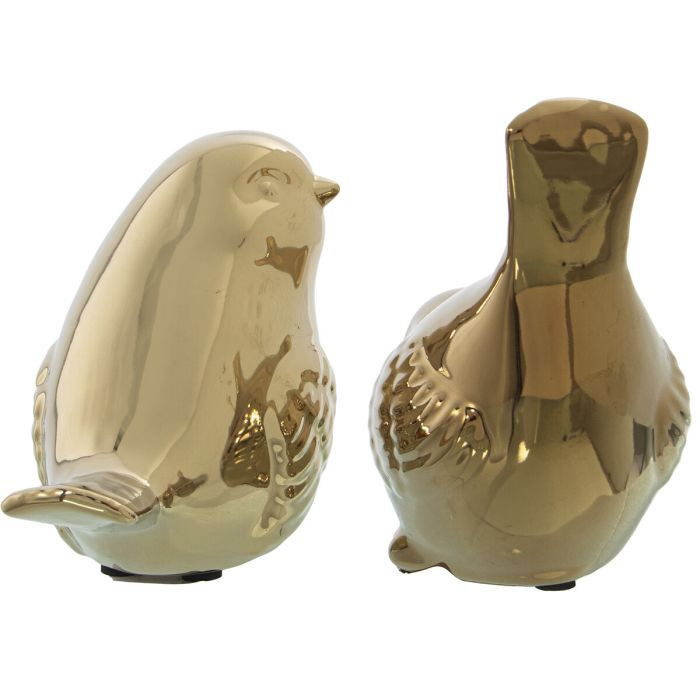 Set de Figuras Alexandra House Living Dorado Cerámica Pájaro (2 Piezas) 2 Set de Figuras Alexandra House Living Dorado Cerámica Pájaro (2 Piezas) 2