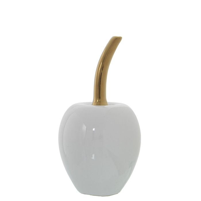 Figura Decorativa Alexandra House Living Blanco Dorado Cerámica Cerezas 10 x 20 cm