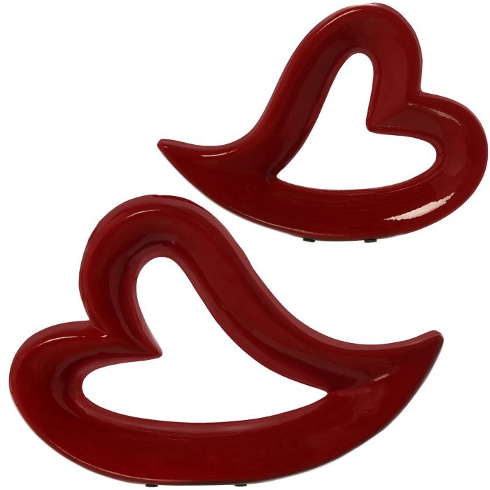 Figura Decorativa Alexandra House Living Heart Rojo Cerámica 2 Unidades (2 Piezas)