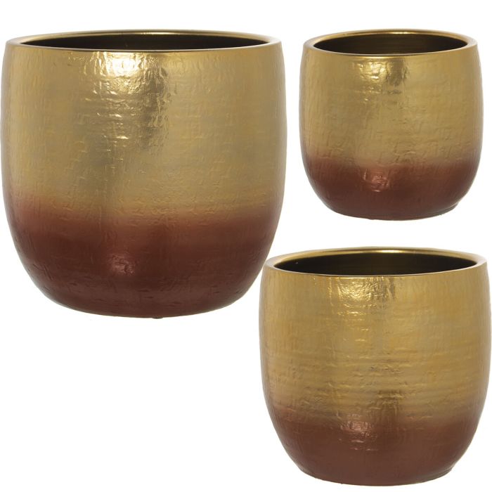 Set de Maceteros Alexandra House Living Oro Cerámica 3 Piezas