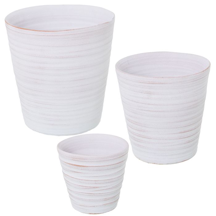 Set de Maceteros Alexandra House Living Blanco Cerámica (3 Piezas)