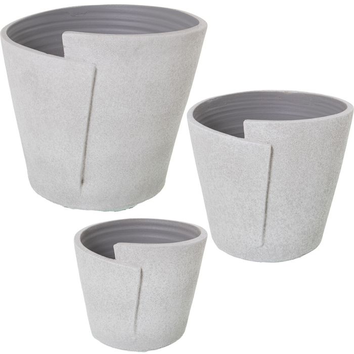 Set de Maceteros Alexandra House Living Blanco Gris Cerámica (3 Piezas)