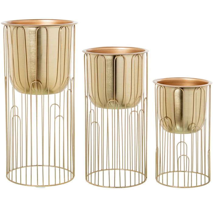 Set de Maceteros Alexandra House Living Oro Metal 3 Piezas