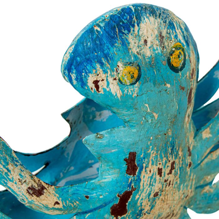 Figura Decorativa Alexandra House Living Azul Hierro Pulpo 28 x 10 x 28 cm 1