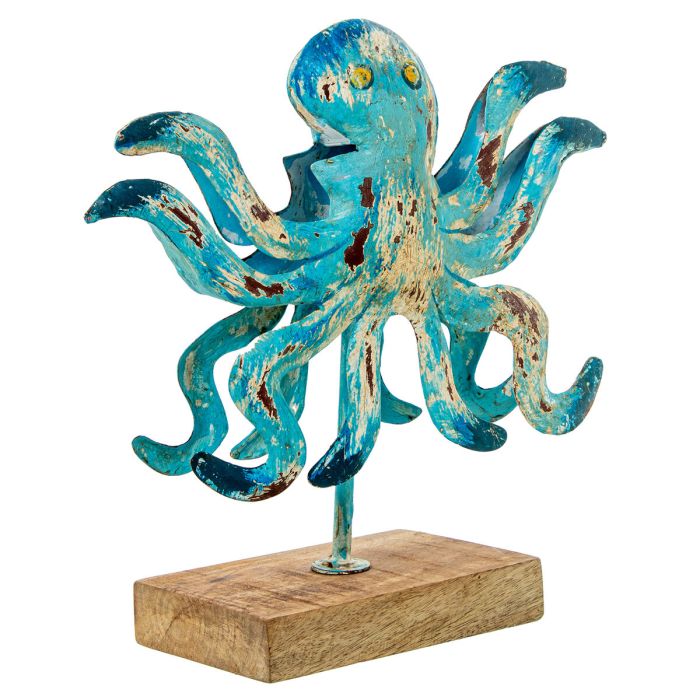 Figura Decorativa Alexandra House Living Azul Hierro Pulpo 28 x 10 x 28 cm