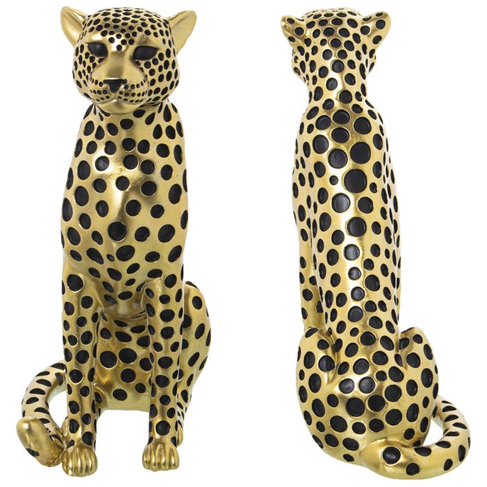 Figura Decorativa Alexandra House Living Negro Dorado Plástico Leopardo 12 x 22 x 27 cm 5