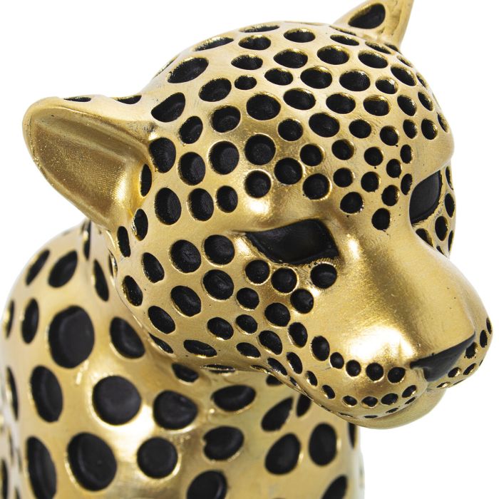 Figura Decorativa Alexandra House Living Negro Dorado Plástico Leopardo 12 x 22 x 27 cm 4