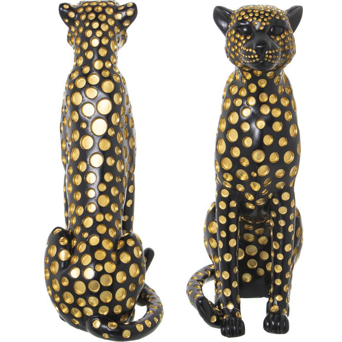 Figura Decorativa Alexandra House Living Negro Dorado Plástico Leopardo 33 x 39 x 45 cm 4