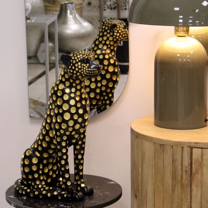 Figura Decorativa Alexandra House Living Negro Dorado Plástico Leopardo 33 x 39 x 45 cm 1