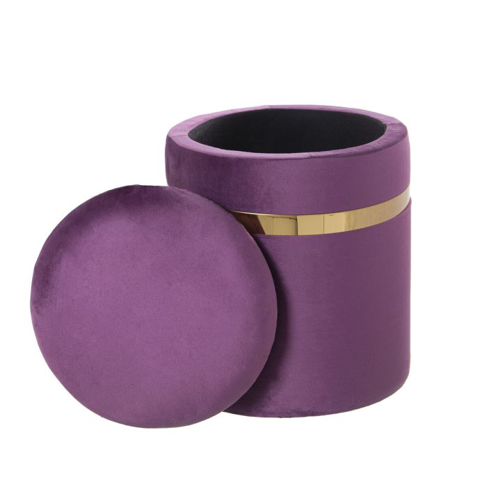 Puff Alexandra House Living Violeta Dorado Terciopelo Madera Set 2 Piezas 2