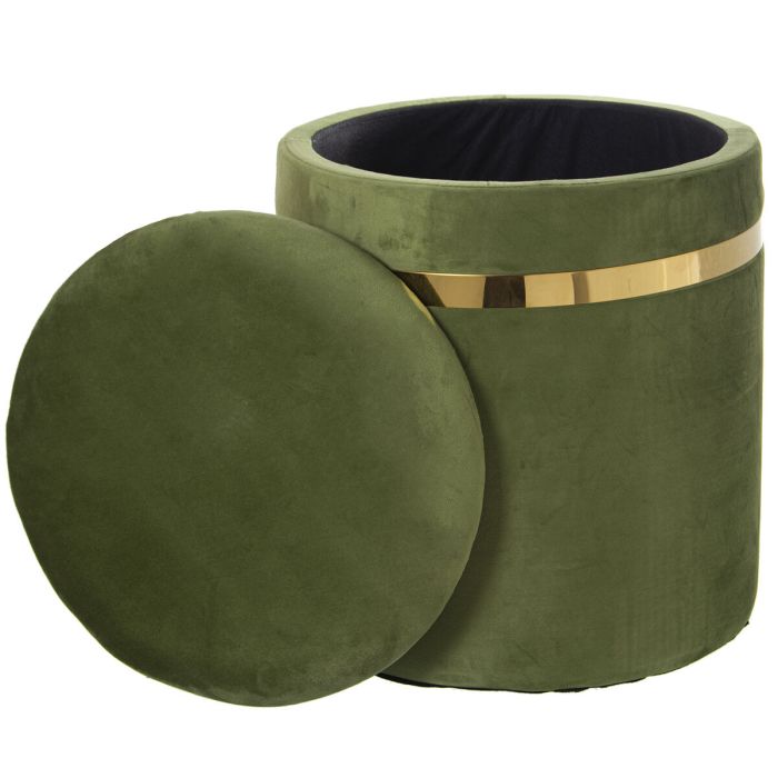 Puff Alexandra House Living Verde Dorado Terciopelo Madera Set 2 Piezas 3