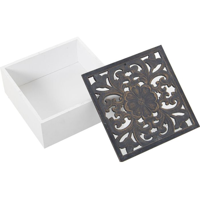 Juego de Cajas Decorativas Alexandra House Living Blanco Negro Madera 2 Piezas 2