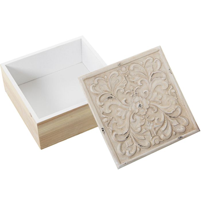 Juego de Cajas Decorativas Alexandra House Living Blanco Marrón Madera 2 Piezas 2