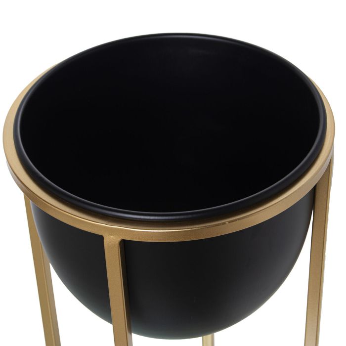 Macetero Alexandra House Living Negro Dorado Metal 21 x 21 x 50 cm Con soporte 2