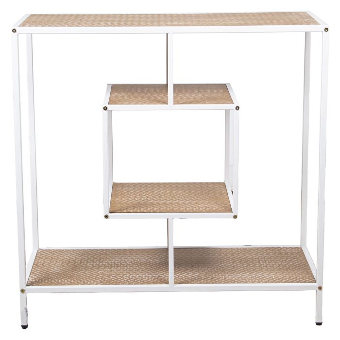 Consola Alexandra House Living Blanco Marrón Metal 80 x 80 x 35 cm 4