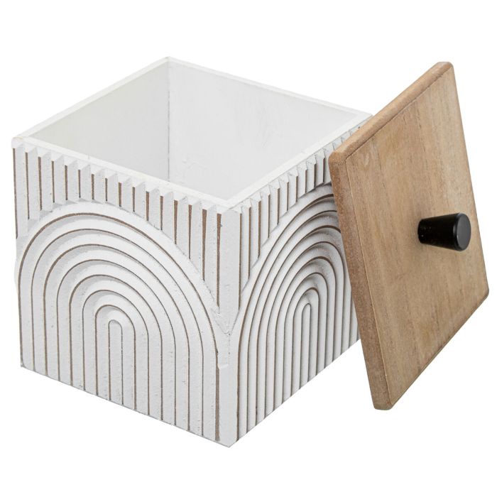 Juego de Cajas Decorativas Alexandra House Living Blanco Marrón Madera 2 Piezas 1