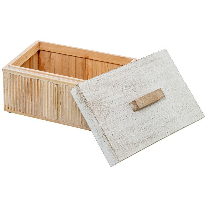 Juego de Cajas Decorativas Alexandra House Living Blanco Marrón Madera 2 Piezas 6