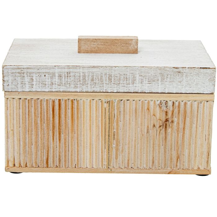 Juego de Cajas Decorativas Alexandra House Living Blanco Marrón Madera 2 Piezas 1