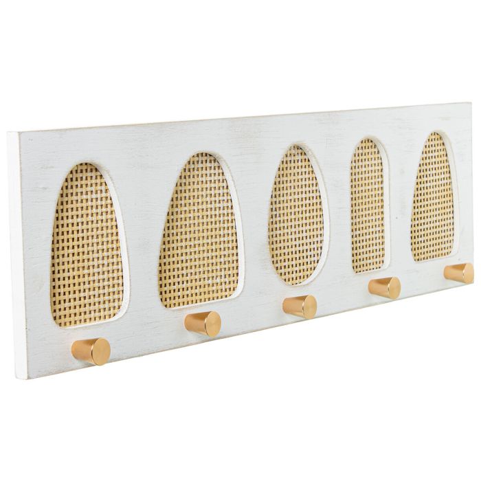 Perchero de Pared Alexandra House Living Amarillo Blanco Madera 60 x 17 x 4 cm 5 Colgadores 5