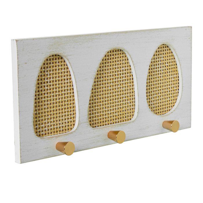 Perchero de Pared Alexandra House Living Amarillo Blanco Madera 36 x 17 x 4 cm 3 Colgadores 5