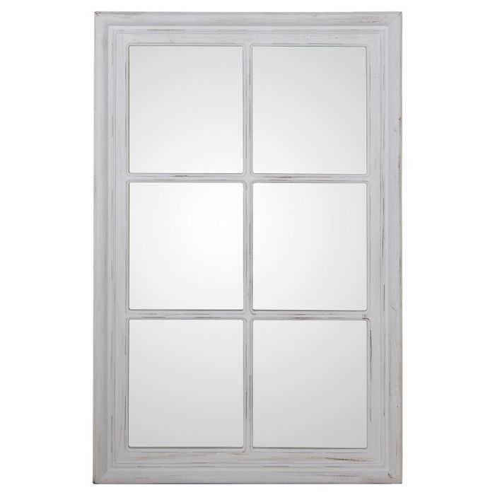 Espejo de pared Alexandra House Living Blanco Madera Desgastado Ventana 5 x 101 x 65 cm