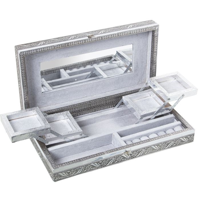 Caja-Joyero Alexandra House Living Plateado Metal 38 x 8 x 20 cm 3