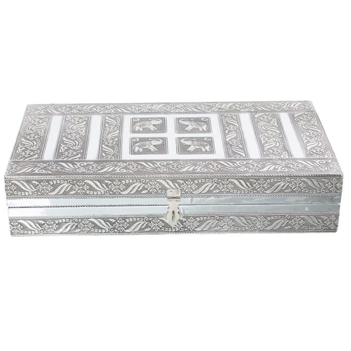 Caja-Joyero Alexandra House Living Plateado Metal 38 x 8 x 20 cm 1