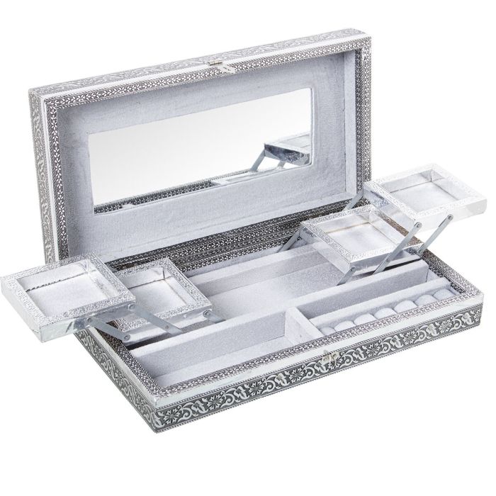 Caja-Joyero Alexandra House Living Plateado Metal 38 x 8 x 20 cm 5