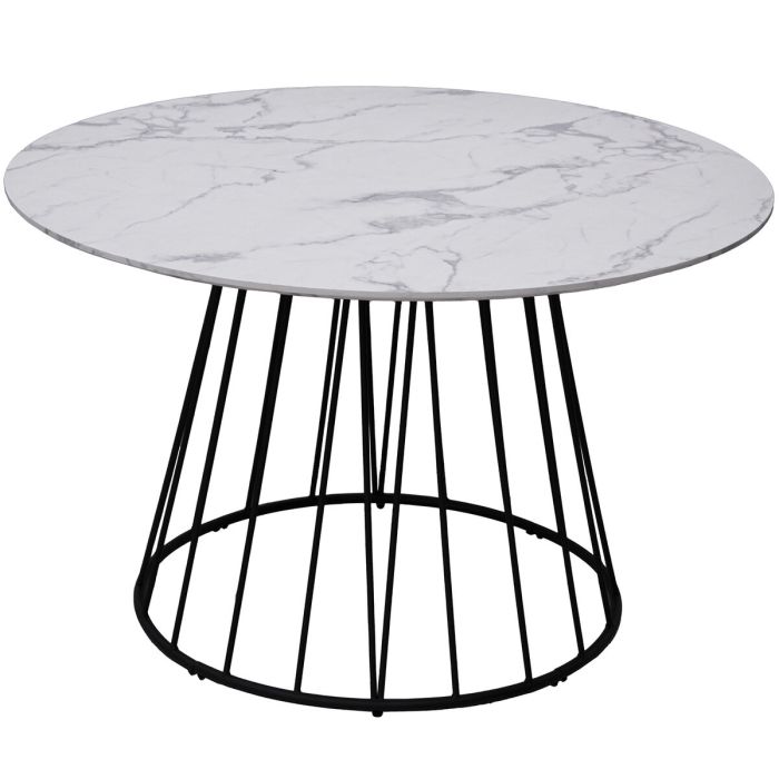 Mesa de Comedor Alexandra House Living Blanco Negro Metal 120 x 75 x 120 cm