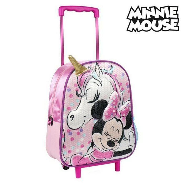 Mochila Escolar 3D con Ruedas Minnie Mouse