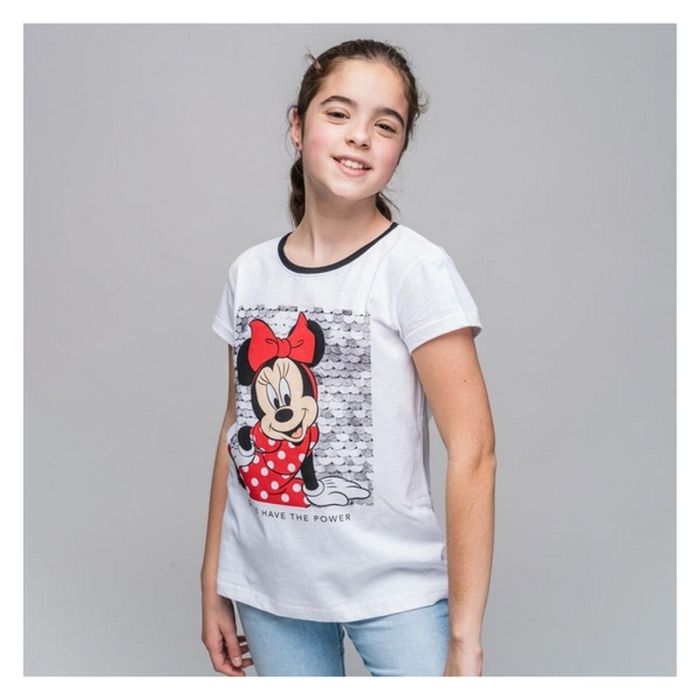 Camiseta de Manga Corta Infantil Minnie Mouse Blanco 2