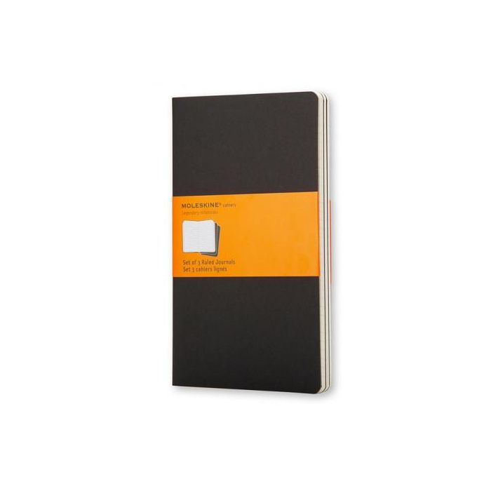 Set de 3 Libretas Cahier Negras L (13X21Cm) Rayas Moleskine QP316