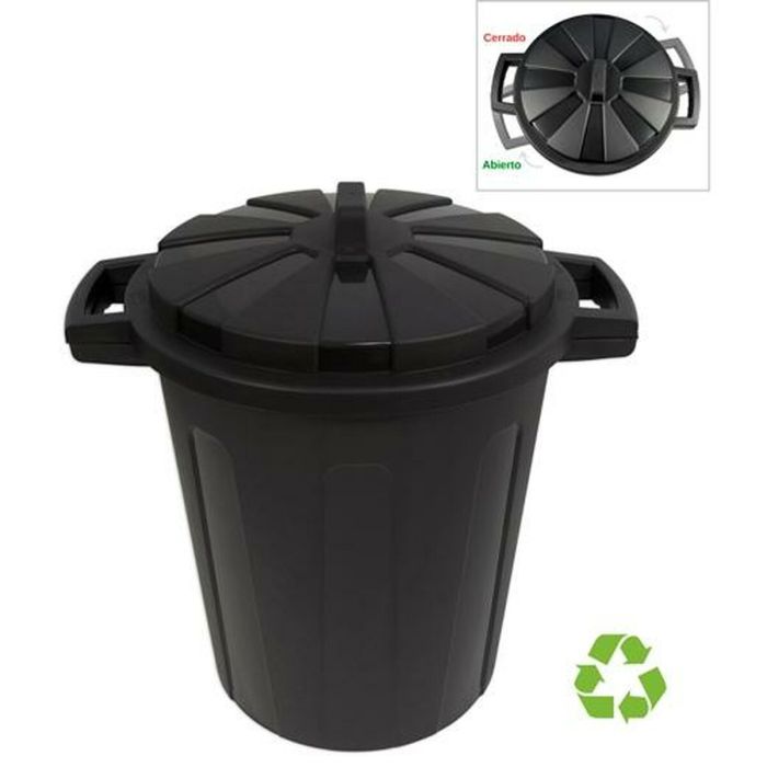 Contenedor Sostenible de Reciclaje con Tapa 100 Litros 54X64X68 Cm Pp Negro Archivo 2000 CP1426100 NE