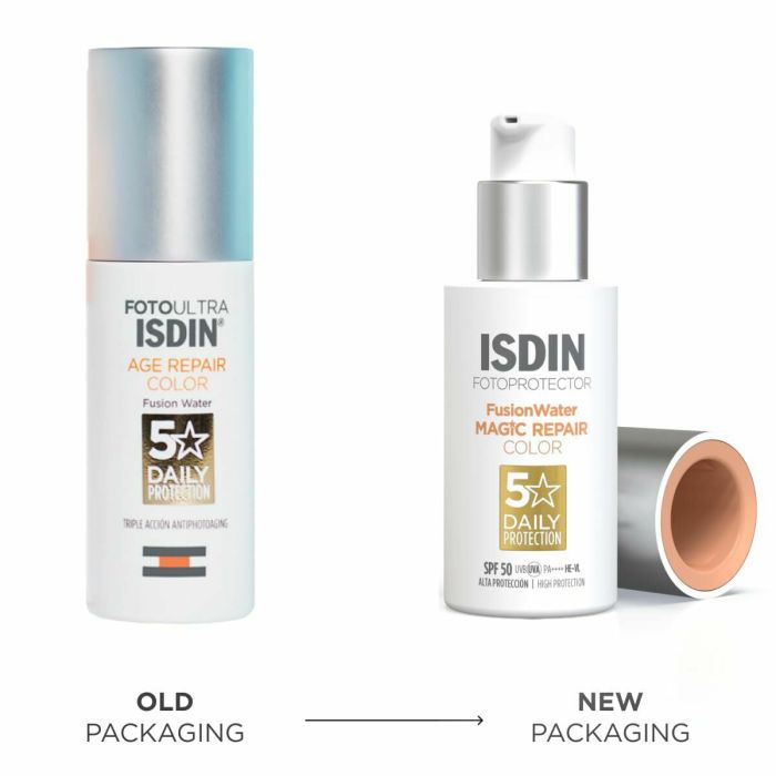 Protector Solar con Color Isdin Fusion Water Magic Repair Spf 50 50 ml 3