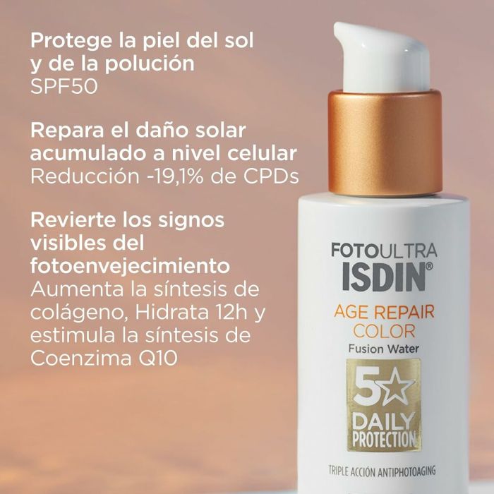 Protector Solar con Color Isdin Fusion Water Magic Repair Spf 50 50 ml 1