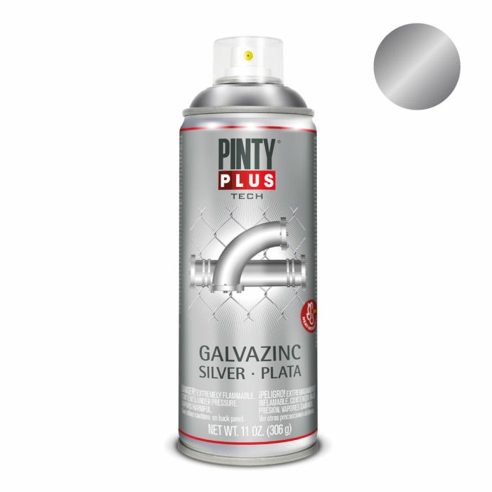 Pintura en spray Pintyplus Tech Galvazinc 306 ml Plateado 1