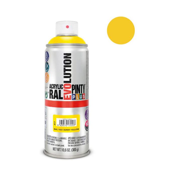 Pintura en spray Pintyplus Evolution RAL 1021 300 ml Sunny Yellow 1