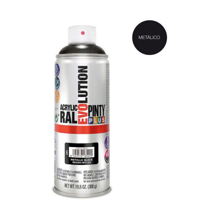 Pintura en spray Pintyplus Evolution MT153 Metalizado 400 ml Negro 1