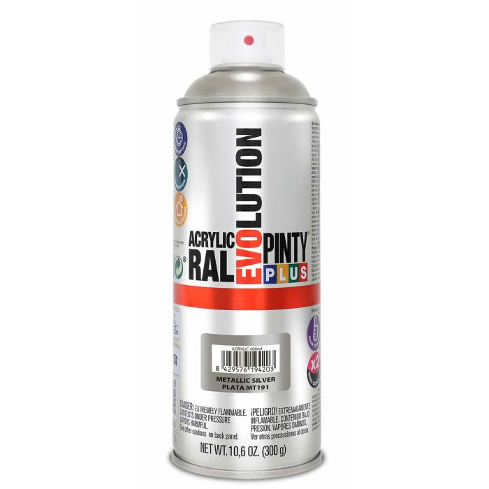 Pintura en spray pintyplus evolution metalizada 520cc plata mt191