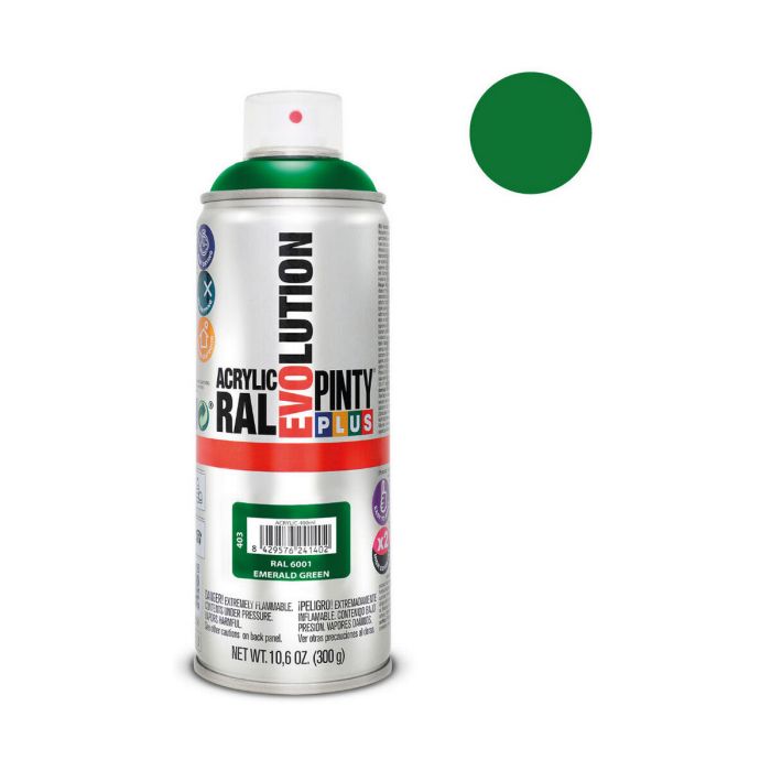 Pintura en spray Pintyplus Evolution RAL 6001 400 ml Verde Esmeralda 1