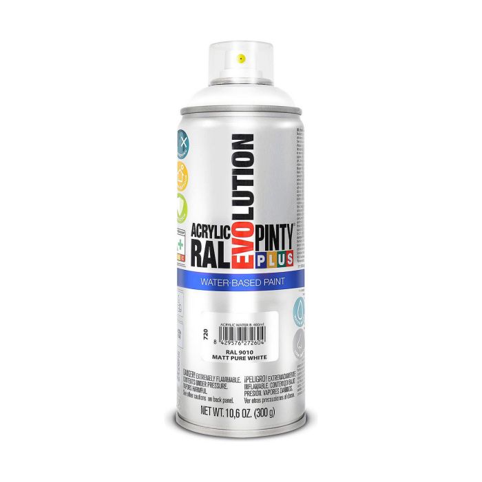 Pintura en spray pintyplus evolution water-based 520cc ral 9010 blanco puro mate