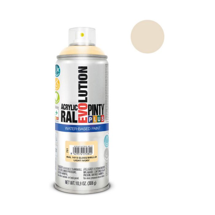 Pintura en spray Pintyplus Evolution RAL 1015 Base de agua Light Ivory 300 ml 1