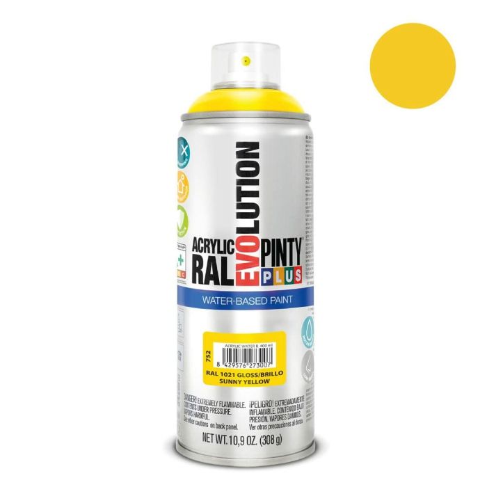 Pintura en spray Pintyplus Evolution RAL 1021 Base de agua Sunny Yellow 300 ml 1